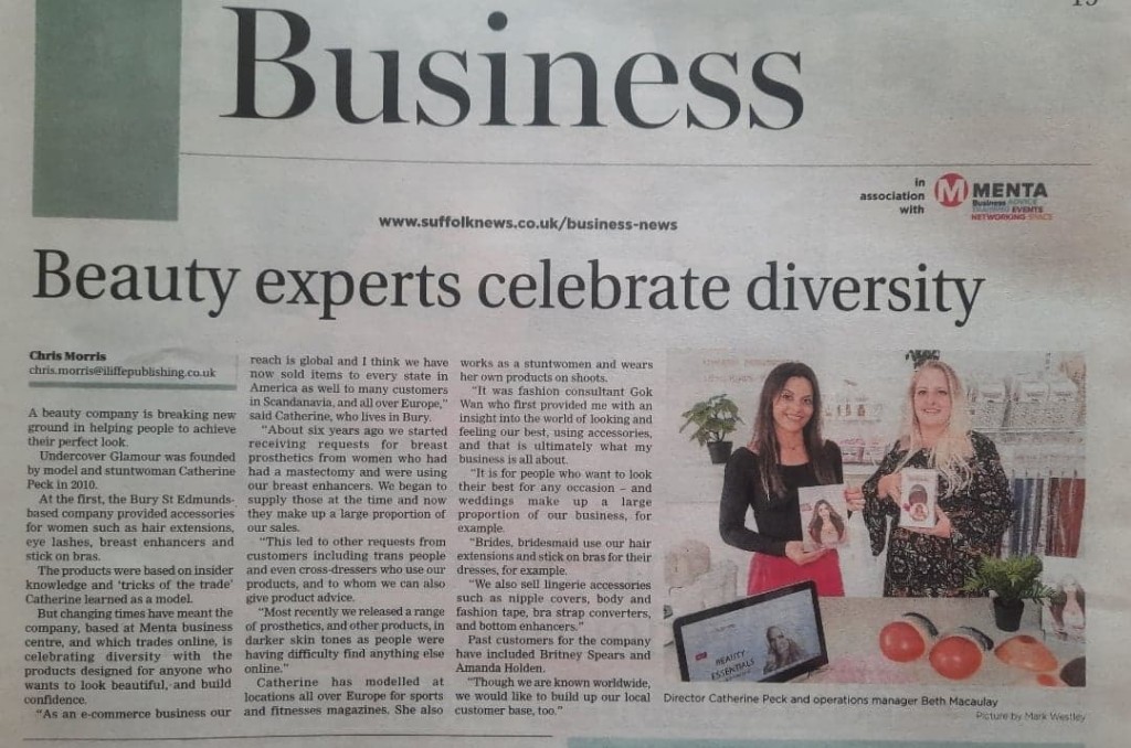 Undercover Glamour in the Bury Free Press Catherine Peck company founder