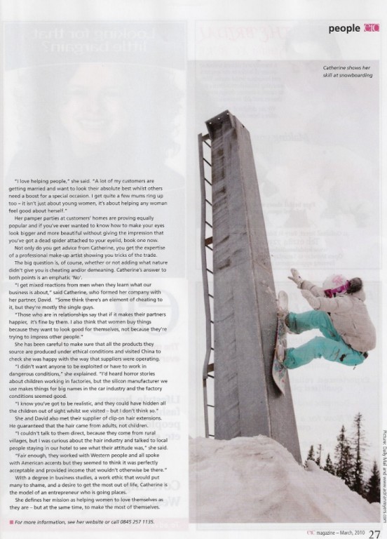 ETC Magazine Catherine Peck founder of Undercover Glamour and snowboarder