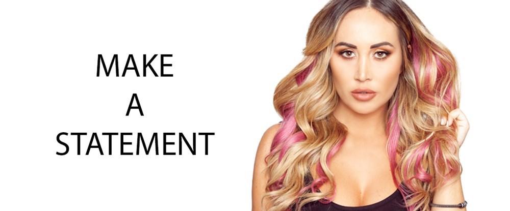 rose pink clipin hair streaks Lauryn Goodman