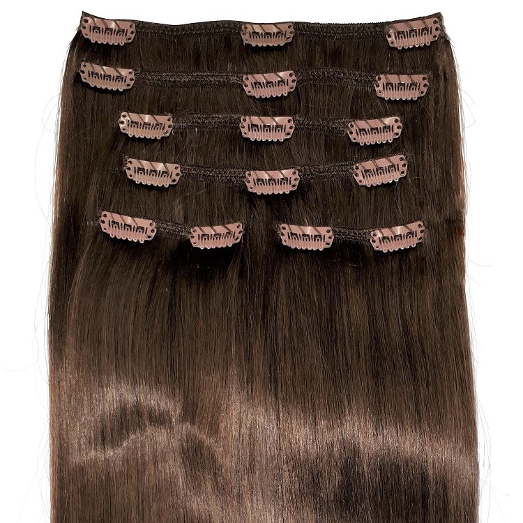 Natural brown clip in hair extensions