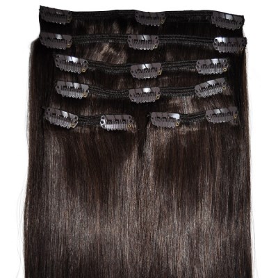 #4 Dark Brunette - Clip in Hair Extensions - Full Head