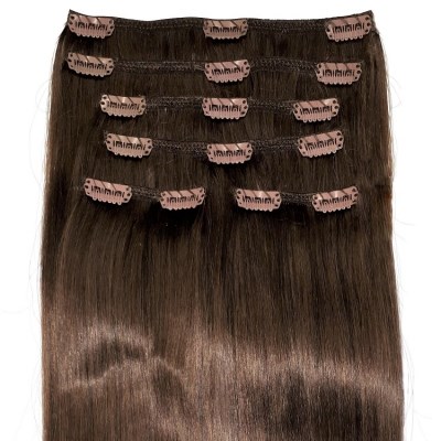 #6 Natural Brunette - Clip in Hair Extensions - Full Head