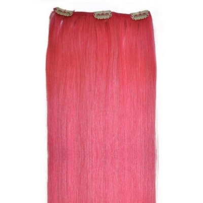 Pink - Clip in Hair Piece - 18 inch