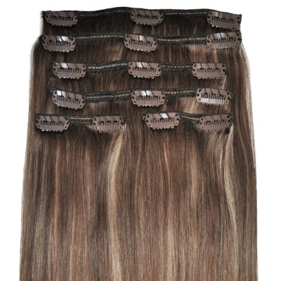 #6/18 Caramel Almond Blend - Clip in Hair Extensions - Full Head