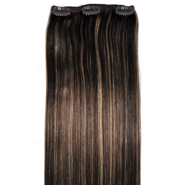 balayage clip in hair piece, brown and blonde mix hair colour