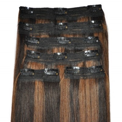#2/6 Caramel Mocha Blend - Clip in Hair Extensions - Full Head - DELUXE