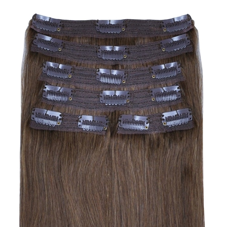 medium brunette brown #6 clip in hair extension colour