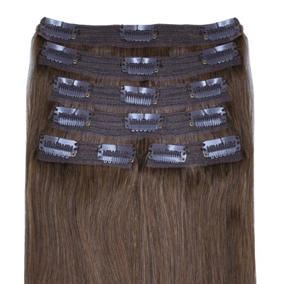 #6 Natural Brunette - Clip in Hair Extensions - Full Head - DELUXE