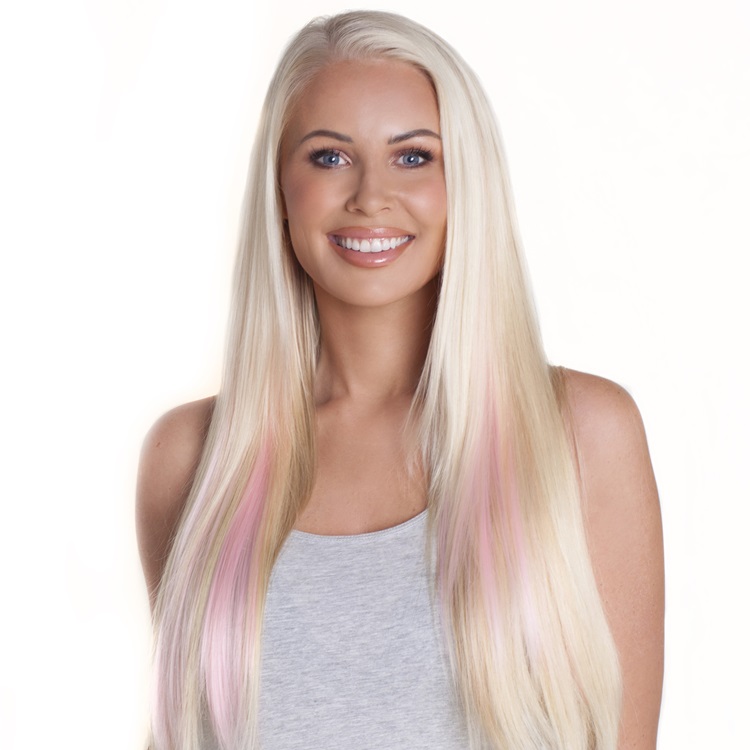 Pink synthetic hair streaks