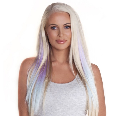 Mermaid Hair Streaks - Lilac and Blue Synthetic Hair