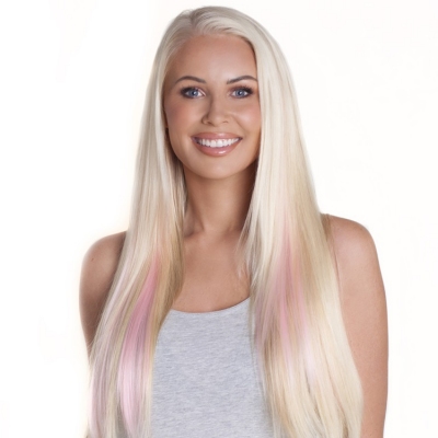 Perfectly Pink Hair Streaks - Pastel Pink Synthetic Hair